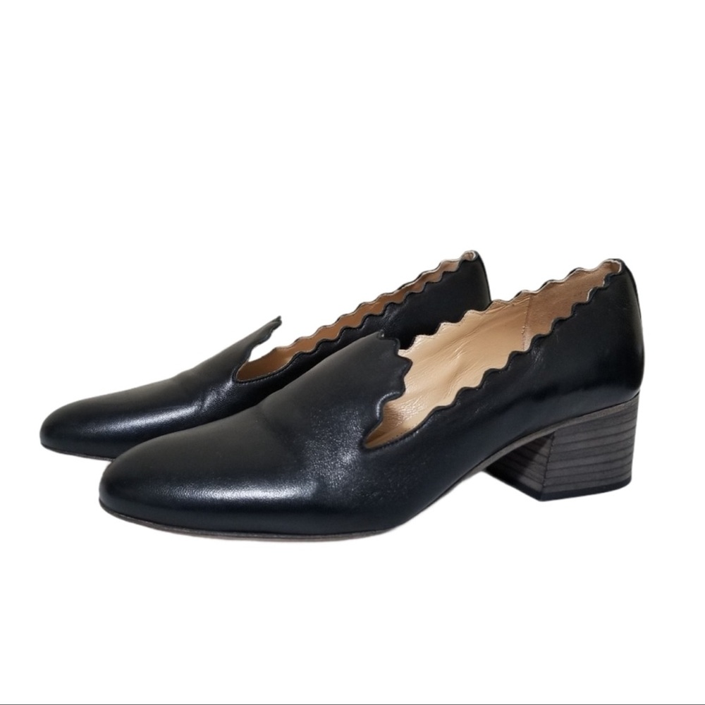 CHLOE Scallop Edge LAUREN Block Heel Loafers